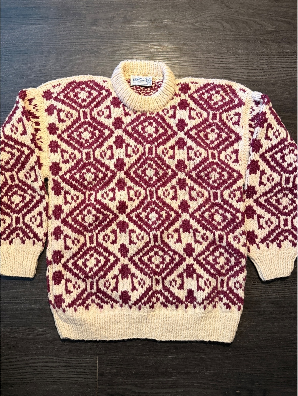 Vintage Folklore Handmade Wool Geometric Sweater